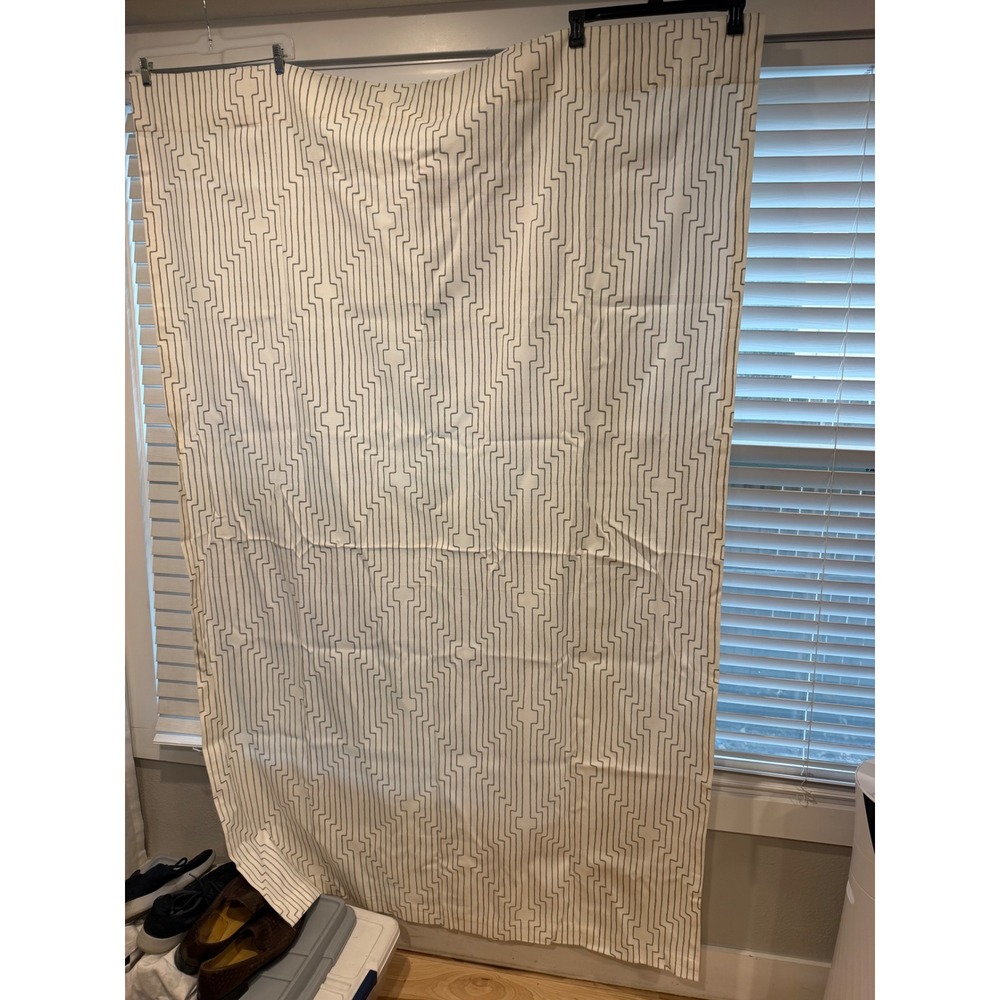West Elm Cotton Geometric Maze Curtain Panels Grey White 50x76 Set of 4